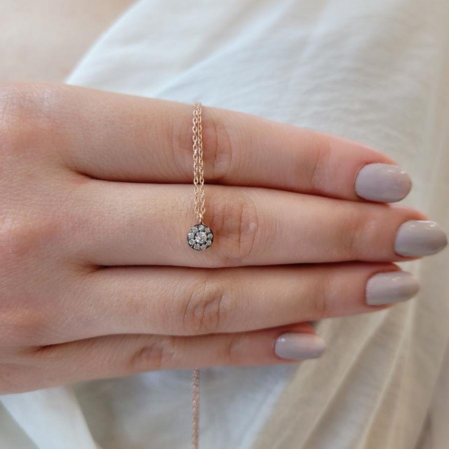 Minimal Diamond Mounted Silver Women's Necklace - CNG Jewels (1)