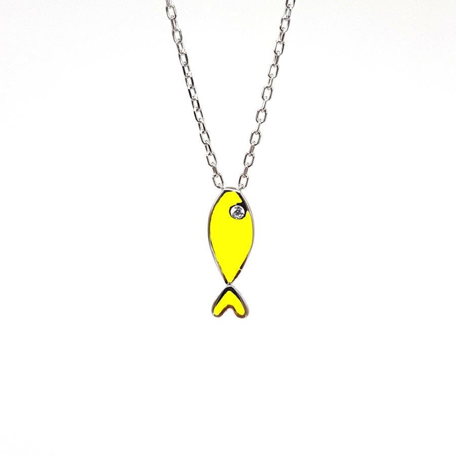 Minimal Sarı Balık Kadın Gümüş Kolye - CNG Jewels