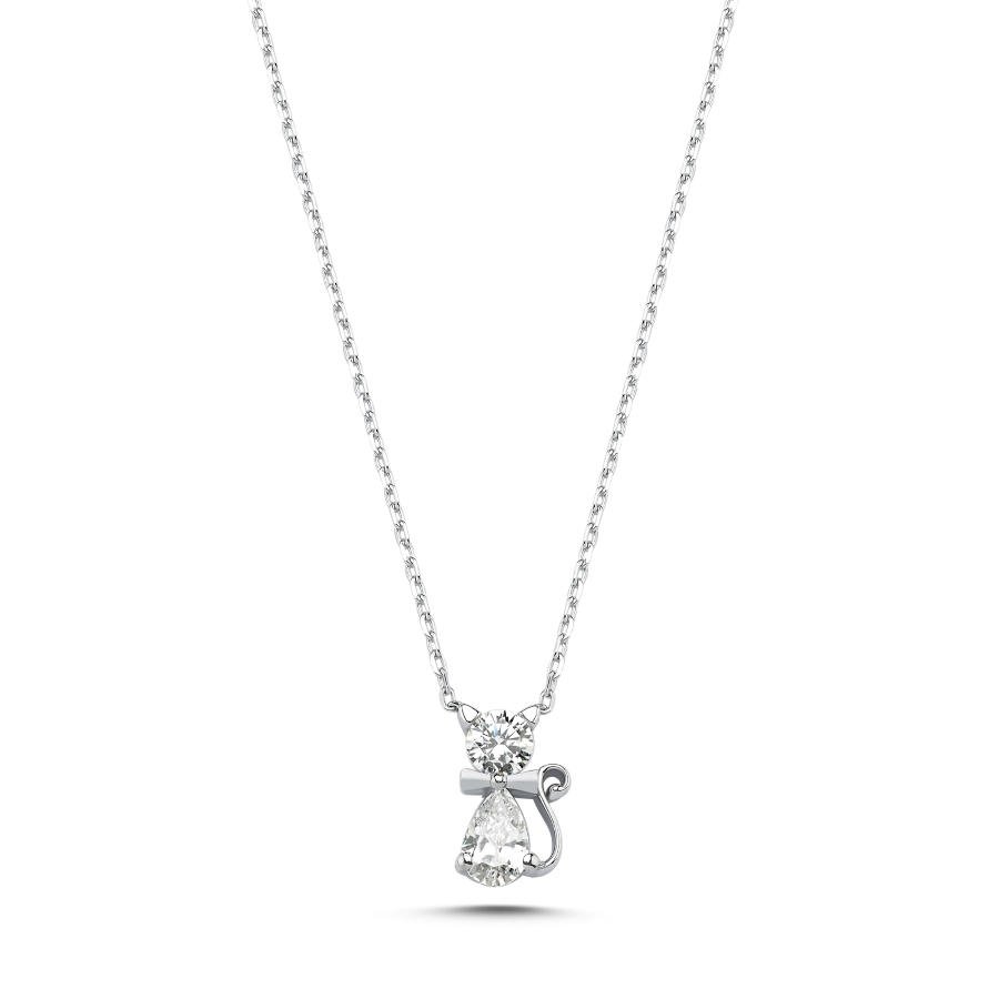Minimal Stone Catwoman Silver Necklace - CNG Jewels