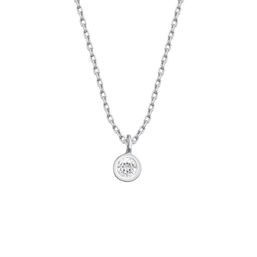 Minimal Solitaire Silver Women's Necklace - 1