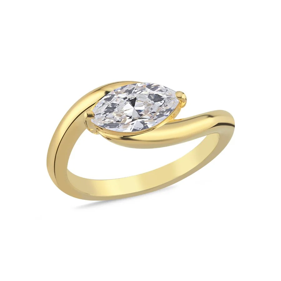 Modern Line Markiz Tektaş Gümüş Yüzük - 1