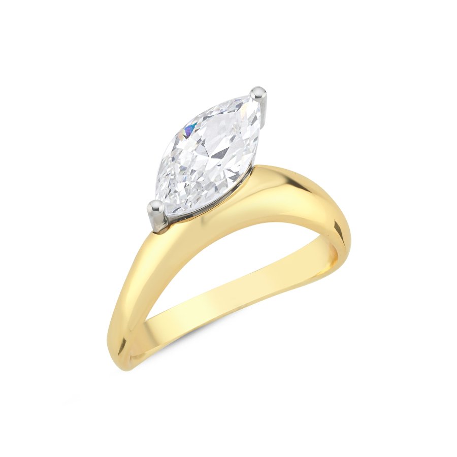 Modern Markiz Tektaş Gümüş Yüzük - CNG Jewels
