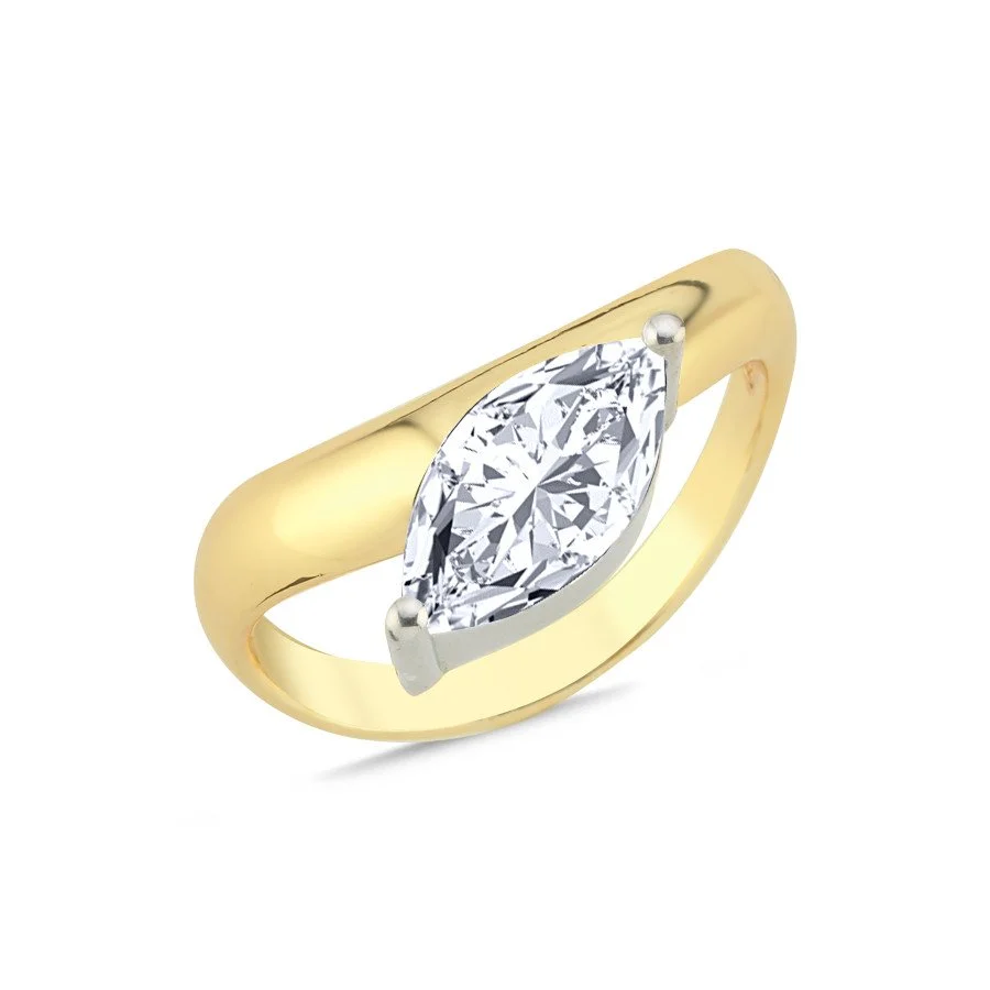 Modern Markiz Tektaş Gümüş Yüzük - 1