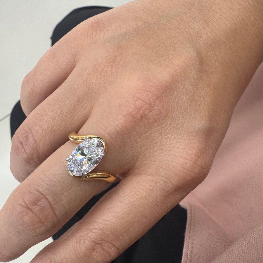 Semi Modern Oval Tektaş Gümüş Yüzük - CNG Jewels (1)