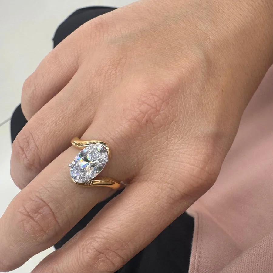 Semi Modern Oval Tektaş Gümüş Yüzük - 2