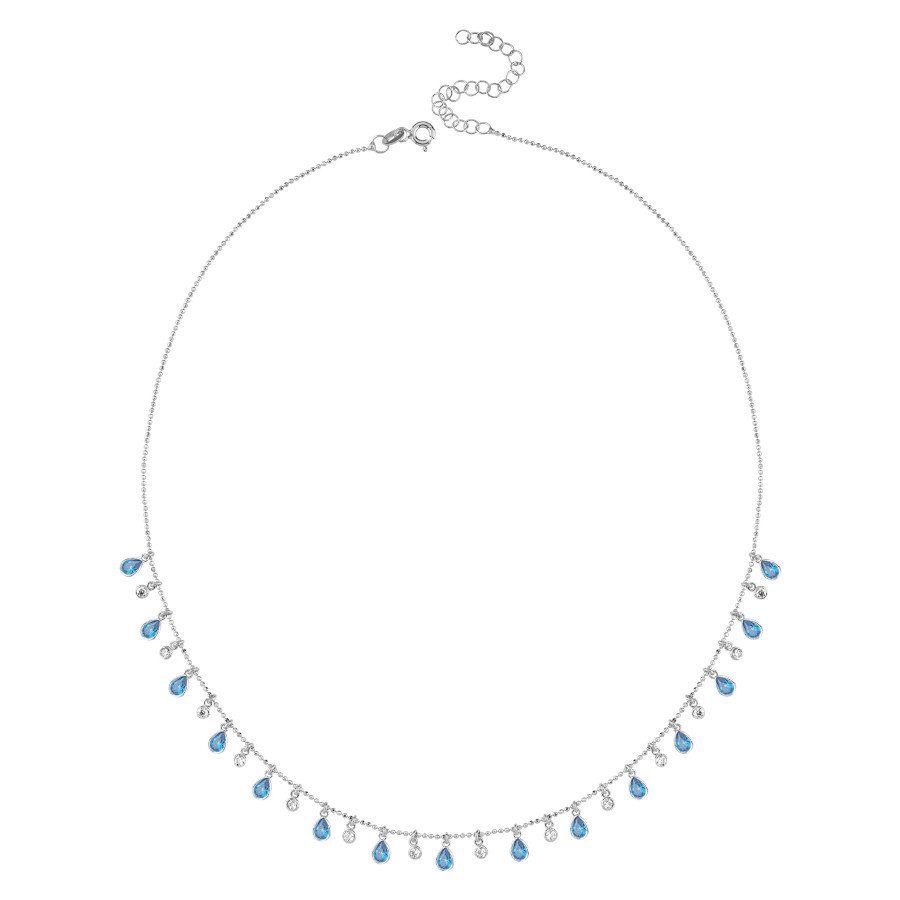 Multi Blue Damla Taşlı Gümüş Kolye - CNG Jewels (1)