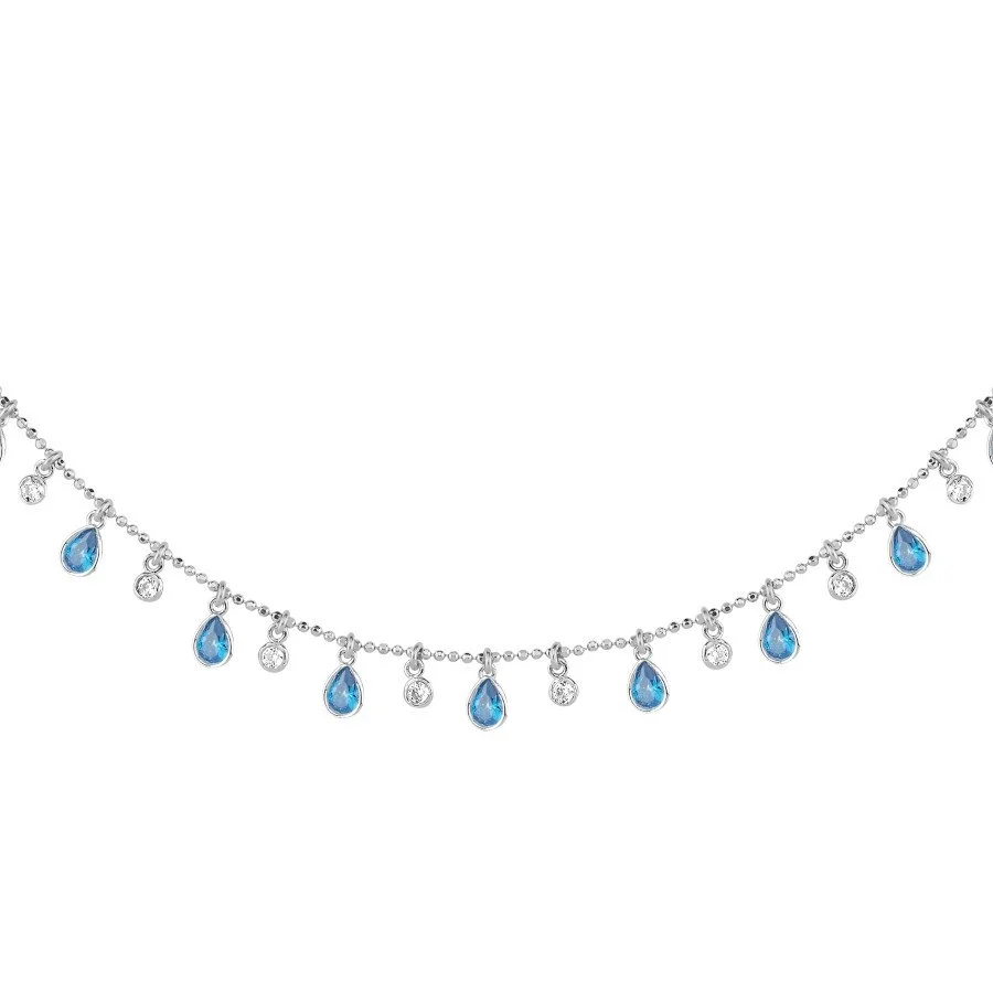 Multi Blue Damla Taşlı Gümüş Kolye - 1