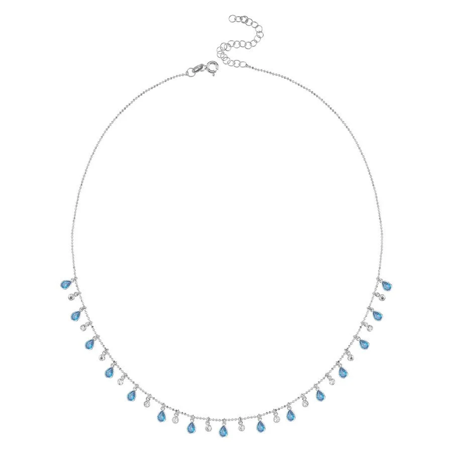 Multi Blue Damla Taşlı Gümüş Kolye - 2