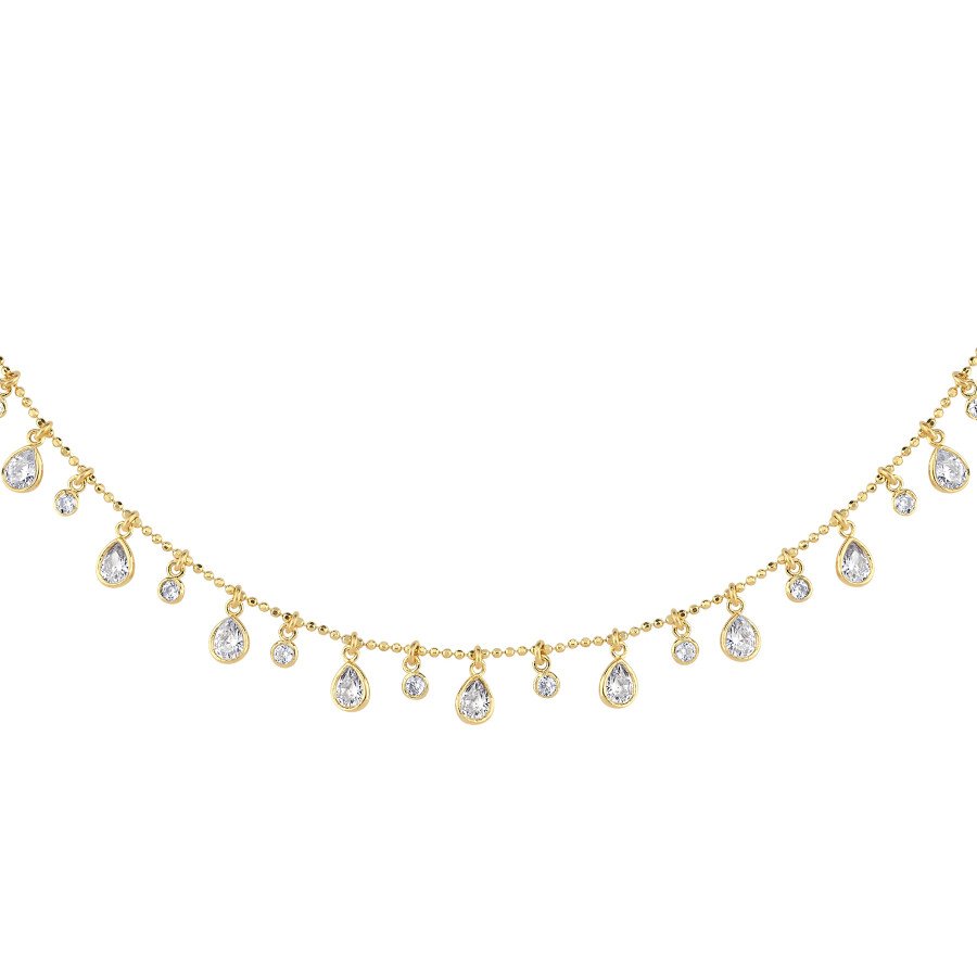 Multi Damla Taşlı Gold Gümüş Kolye - CNG Jewels