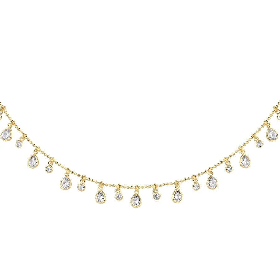 Multi Damla Taşlı Gold Gümüş Kolye - 1