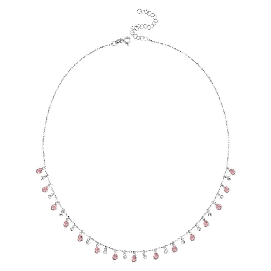 Multi Pembe Damla Taşlı Gümüş Kolye - 2