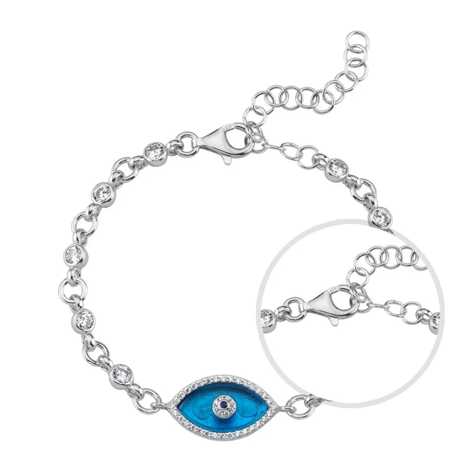 Murano Cam Badem Göz Gümüş Kadın Bileklik - 3