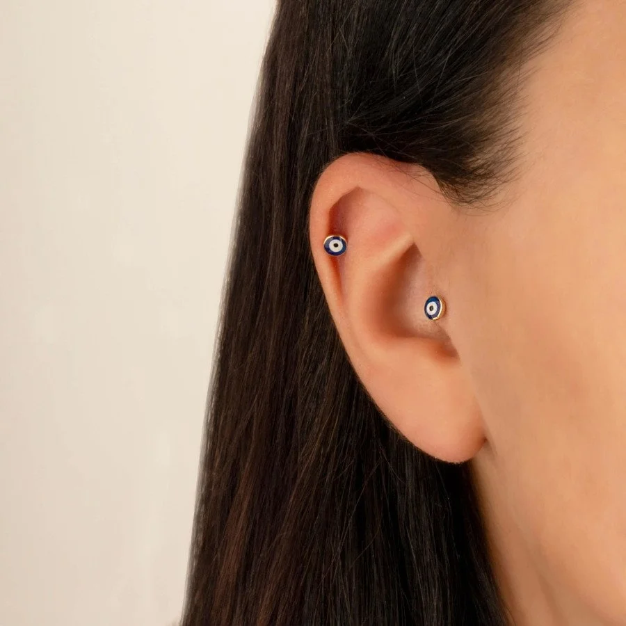 Nazar Boncuğu Altın Tragus Piercing