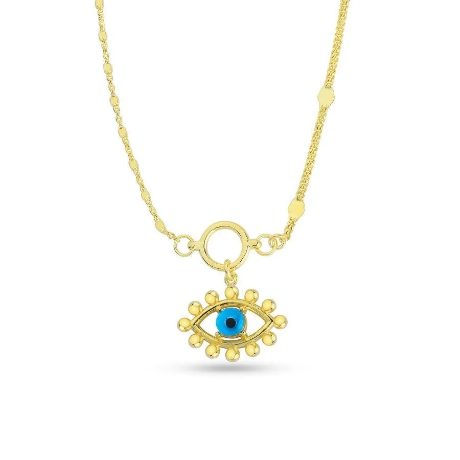 Evil Eye Beaded Eye Women's Silver Necklace - 1