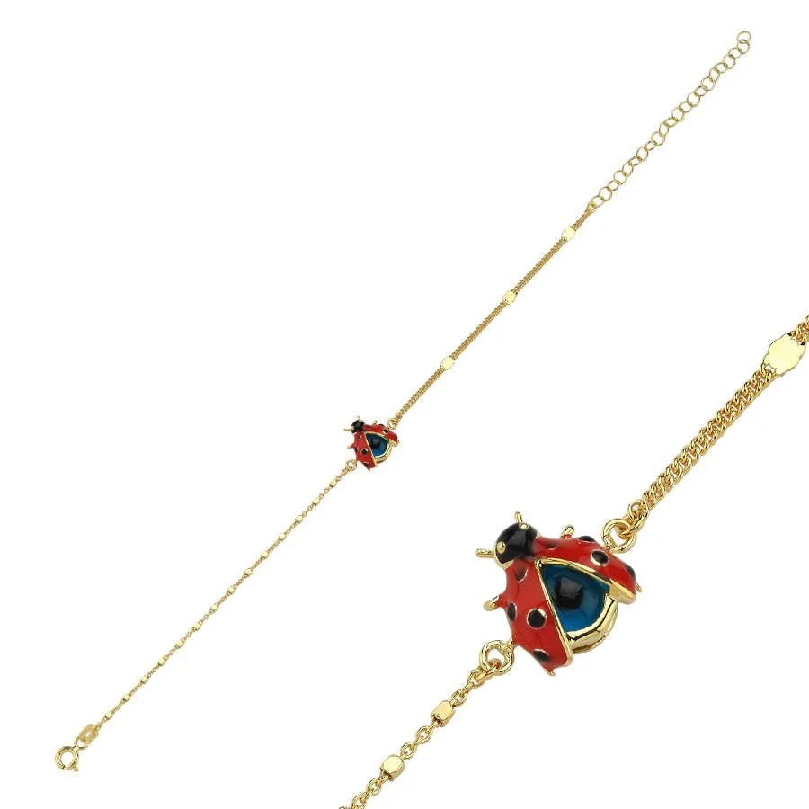 Nazar Boncuklu Uğur Böceği Gümüş Bileklik - 1