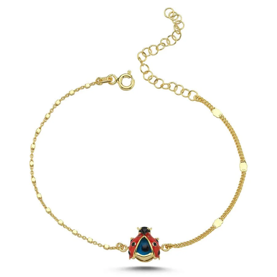 Nazar Boncuklu Uğur Böceği Gümüş Bileklik - 2