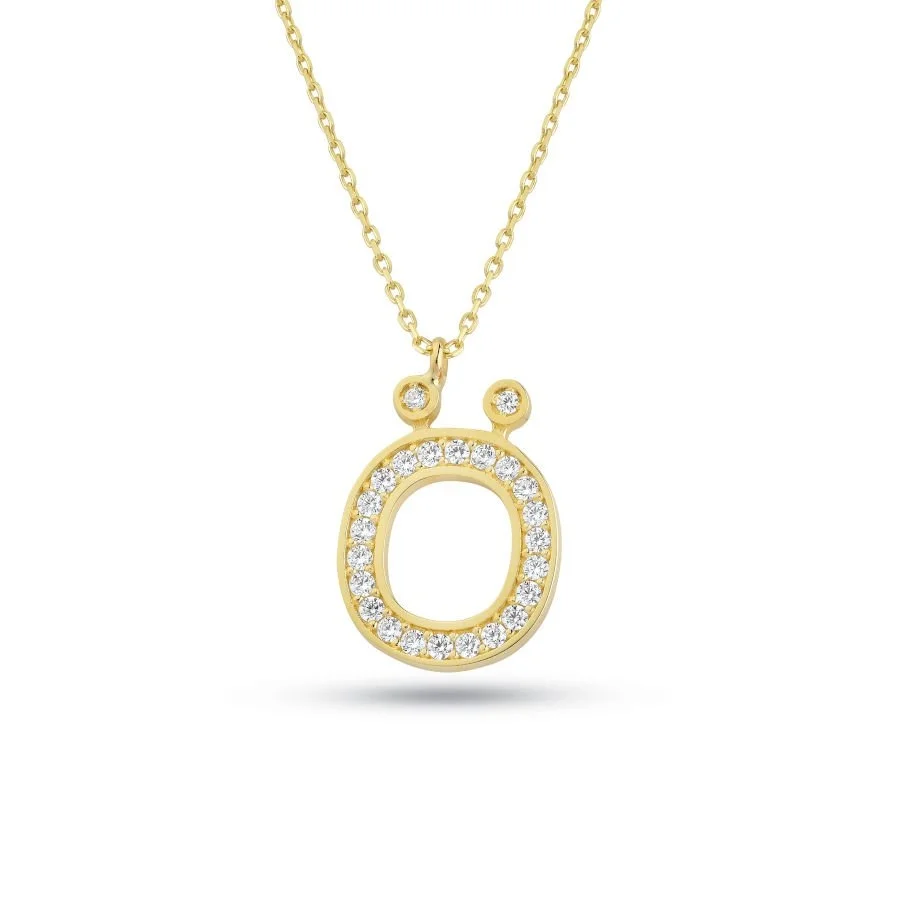 Gold Necklace with Letter Ö Stone - 1