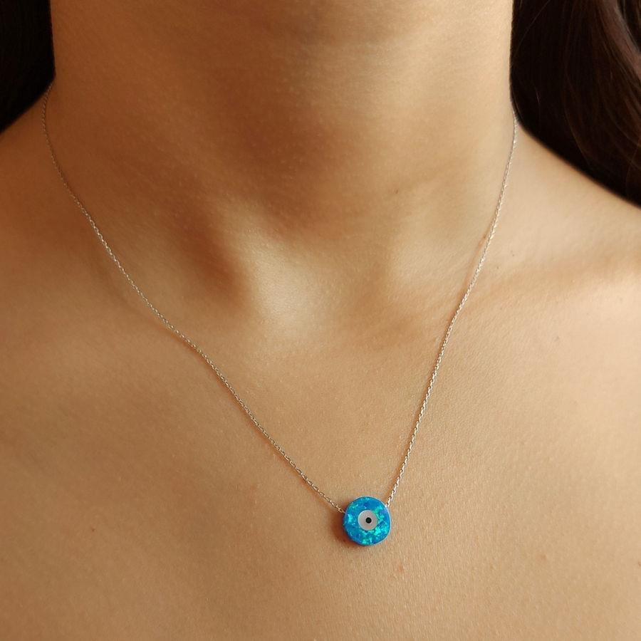 Opal Sedef Göz Gümüş Kadın Kolye - CNG Jewels (1)