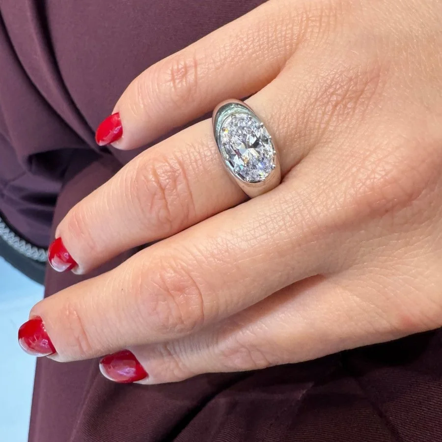 Oval Tektaş Kadın Gümüş Yüzük - 2