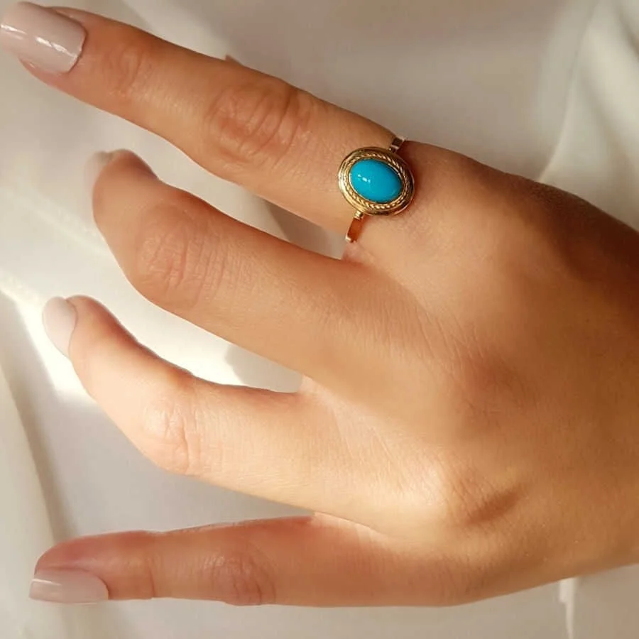 Oval Turquoise Stone Gold Ring