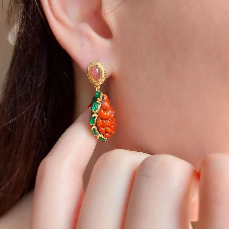 Özel Tasarım Folha Gold Gümüş Kadın Küpe - 1