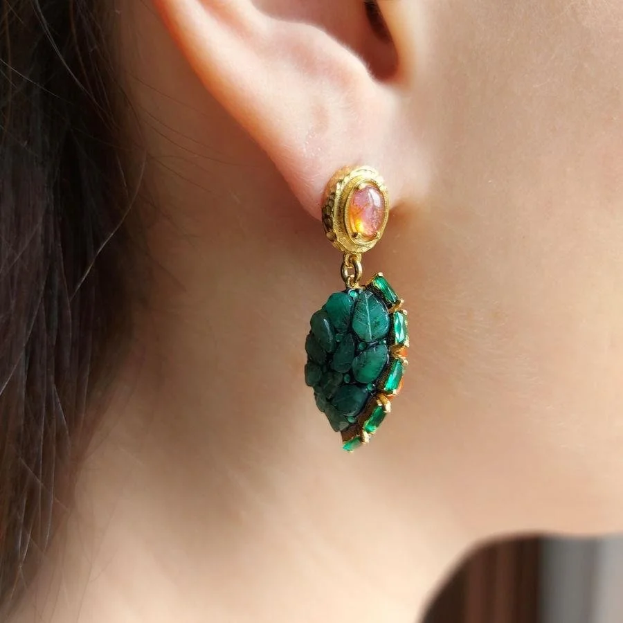 Özel Tasarım Folha Gold Gümüş Kadın Küpe - 2