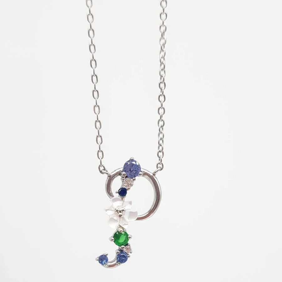 Letter P Floral Silver Women's Necklace - 1