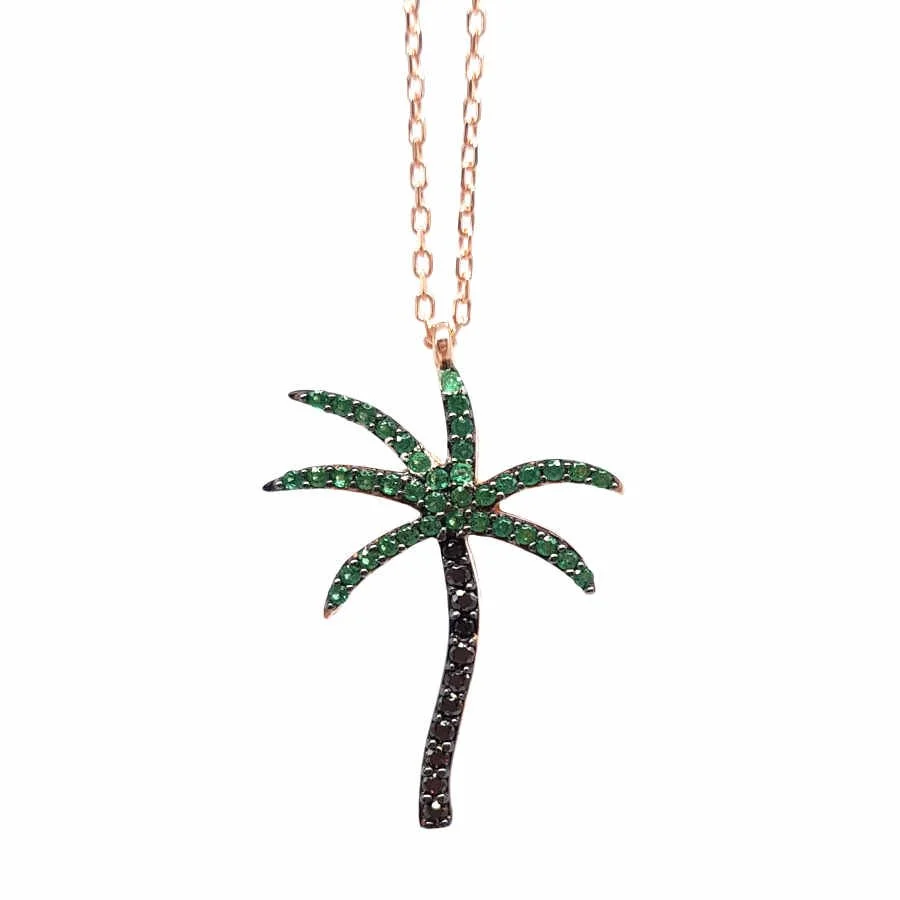 Palm Tree Women's Silver Necklace - 1
