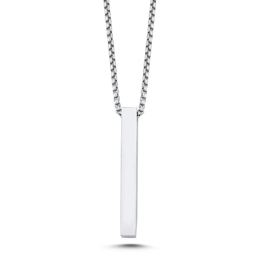 Parlak Üç Boyutlu Çubuk Çelik Erkek Kolye - 1