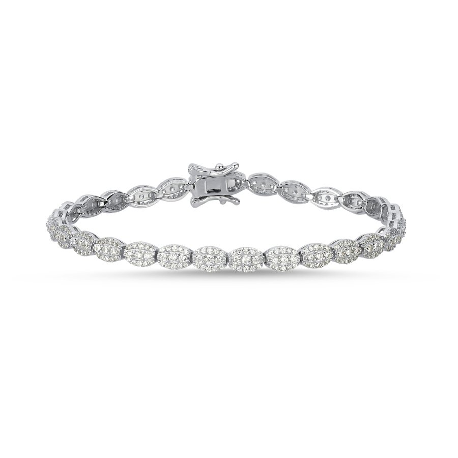 Pave Badem Gümüş Su Yolu Bileklik - CNG Jewels (1)