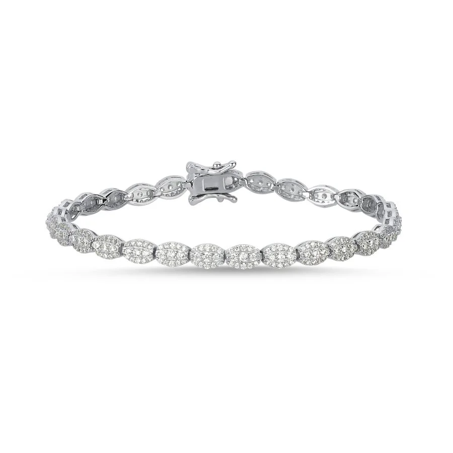 Pave Badem Gümüş Su Yolu Bileklik - 3