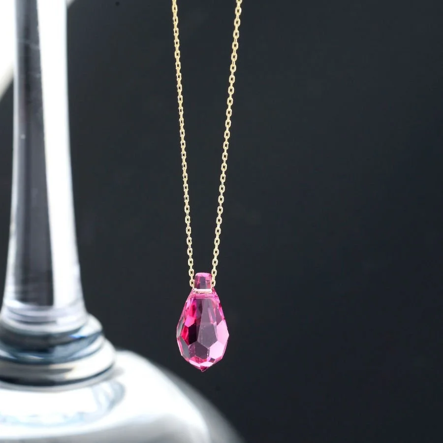 Pembe Swarovski Crystal Altın Kolye