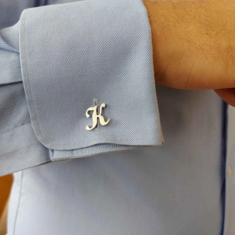 Personalized Medium Size Handwritten Silver Letter Cufflinks - 2