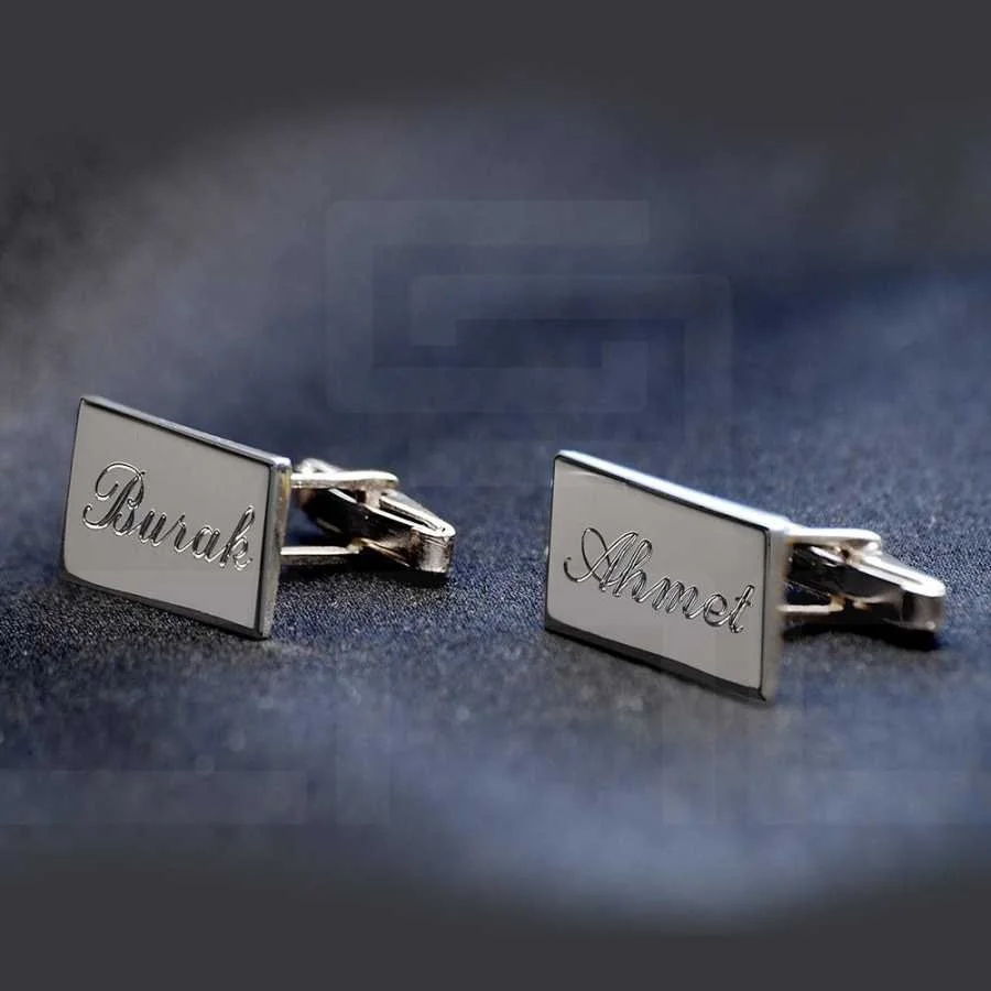 Personalized Name Silver Cufflinks - 1