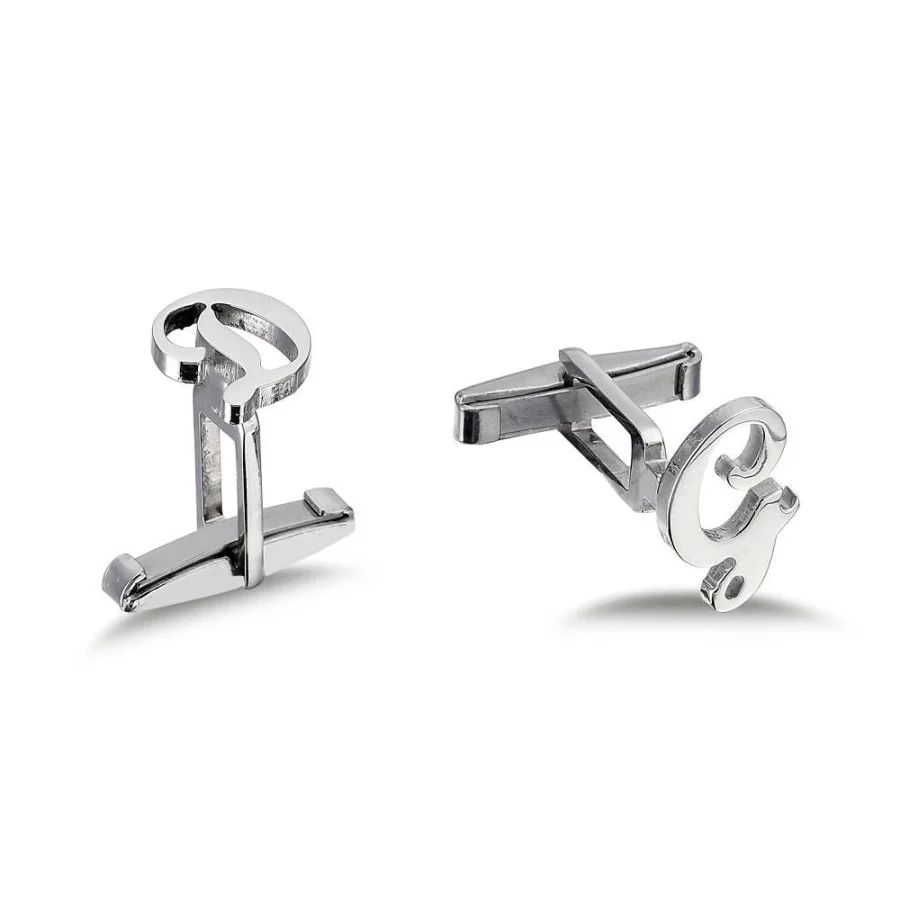 Personalized Silver Letter Cufflinks - 1