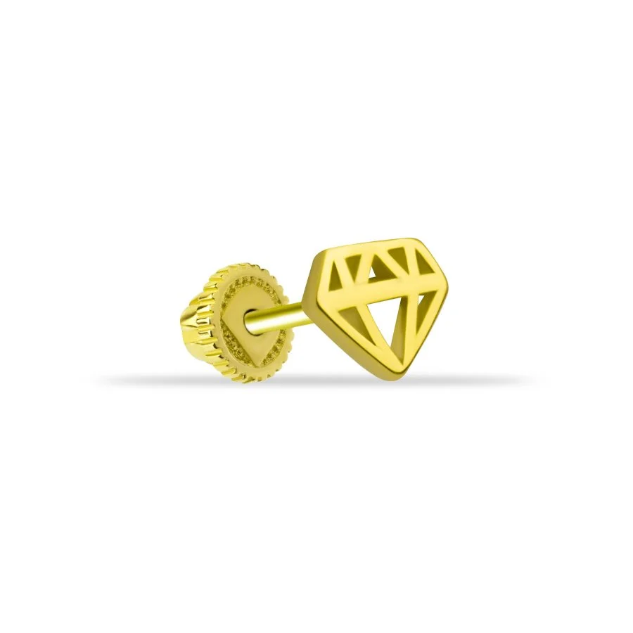 Pırlanta Desenli Altın Helix Piercing - 1