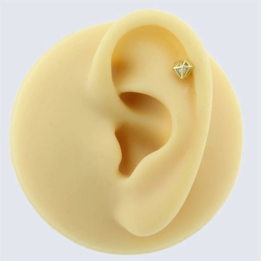 Pırlanta Desenli Altın Helix Piercing