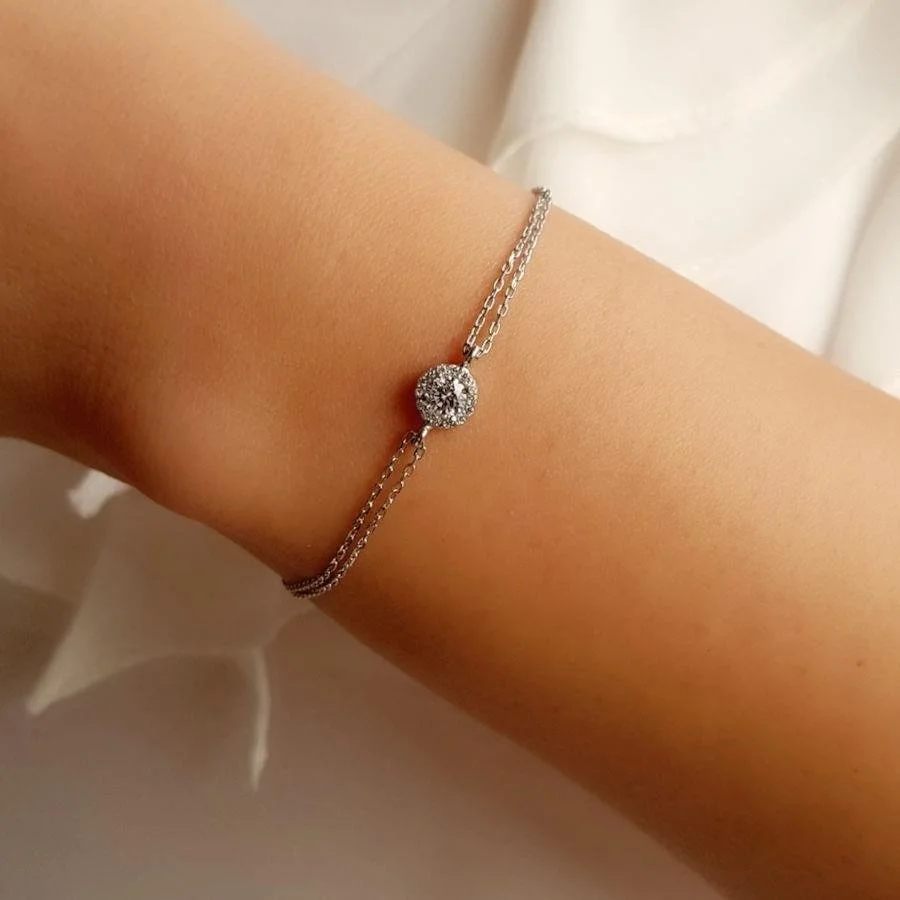 Pırlanta Modeli Küçük Anturaj Gümüş Kadın Bileklik - 2
