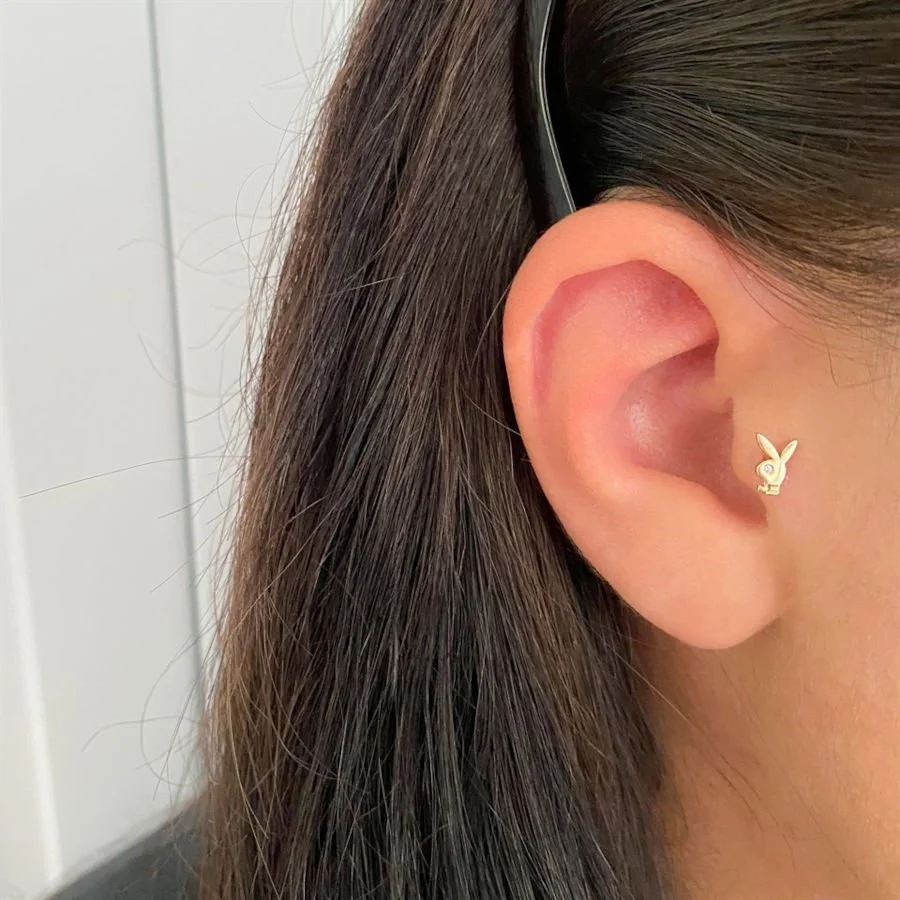 Playboy Tavşan Altın Tragus Küpe