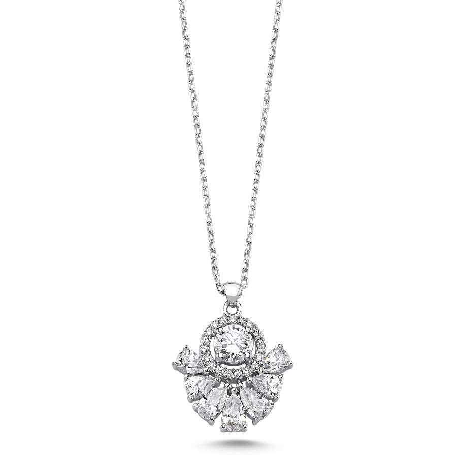 Queen Taşlı Kadın Gümüş Kolye - CNG Jewels