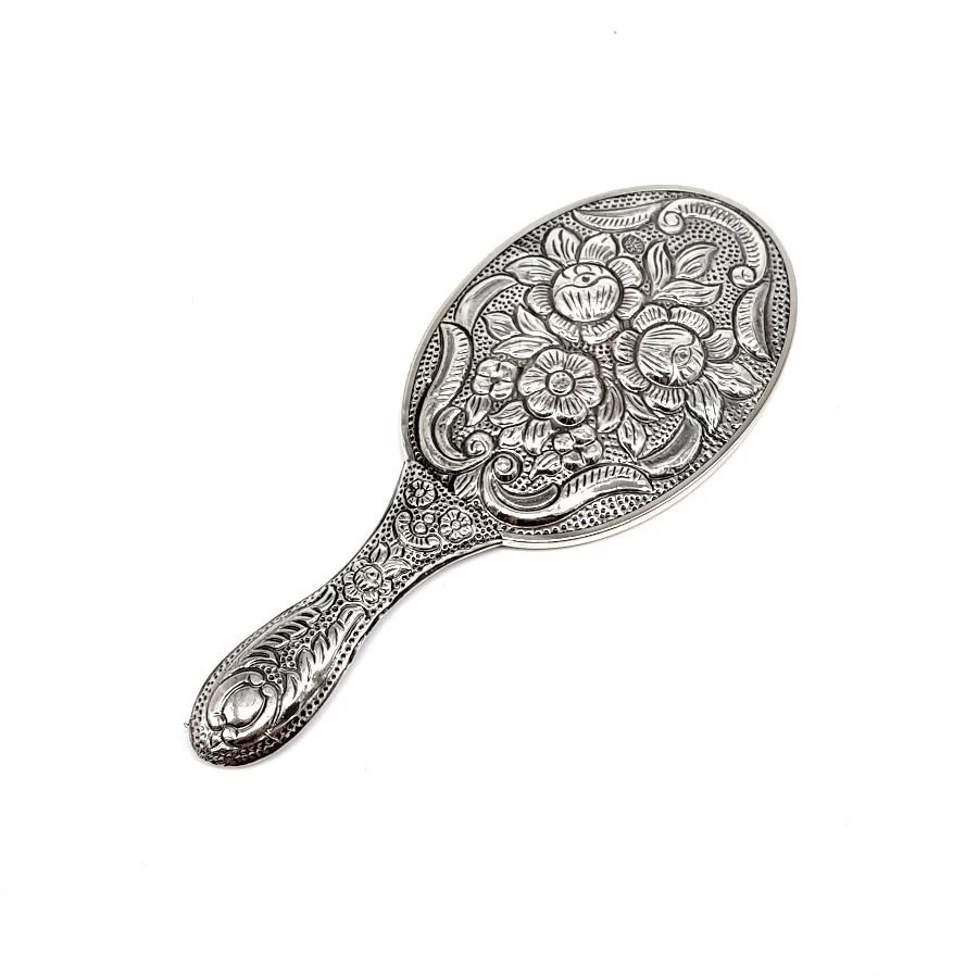  Rose Pattern Silver Hand Mirror No 2