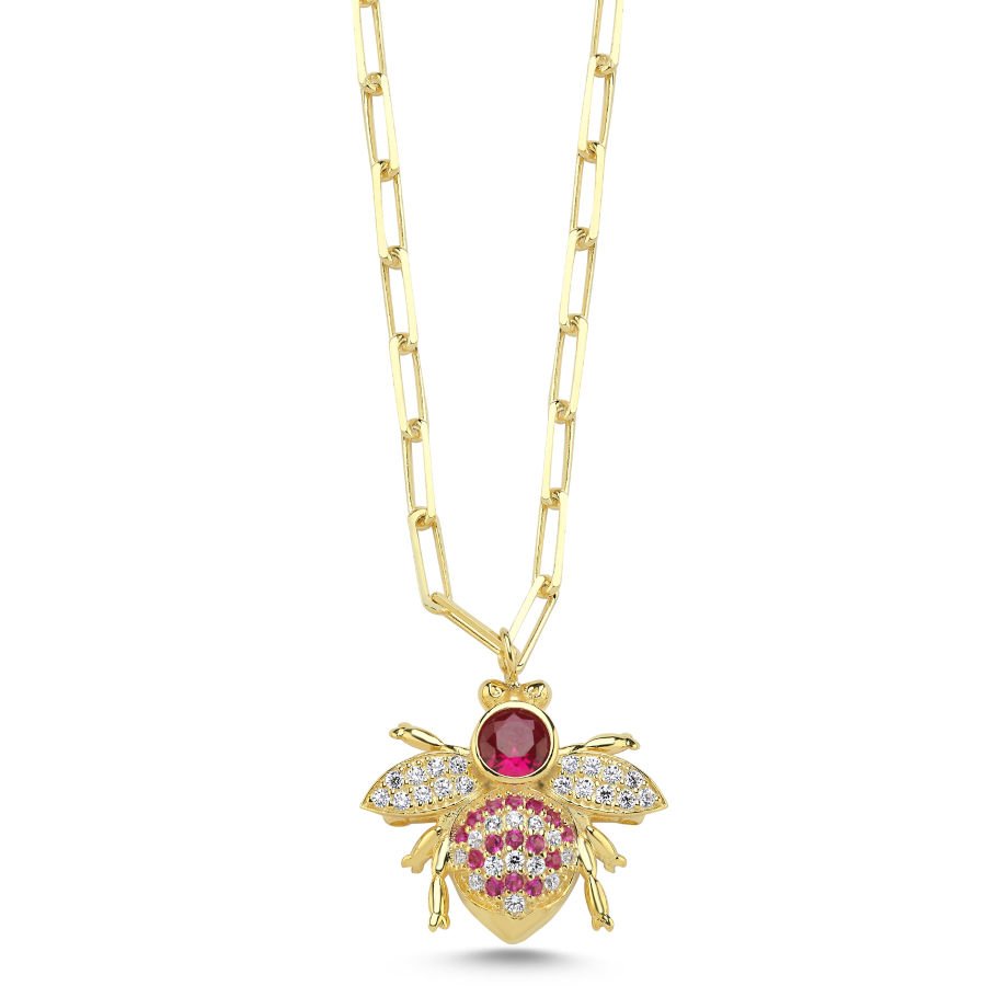 Ruby Bee Silver Women's Necklace - CNG Jewels