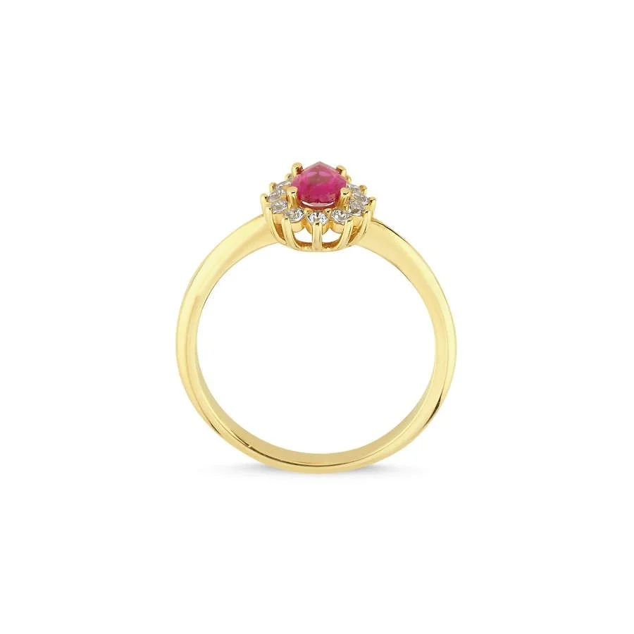 Ruby Drop Solitaire Anturaj 14 Carat Gold Ring - 2