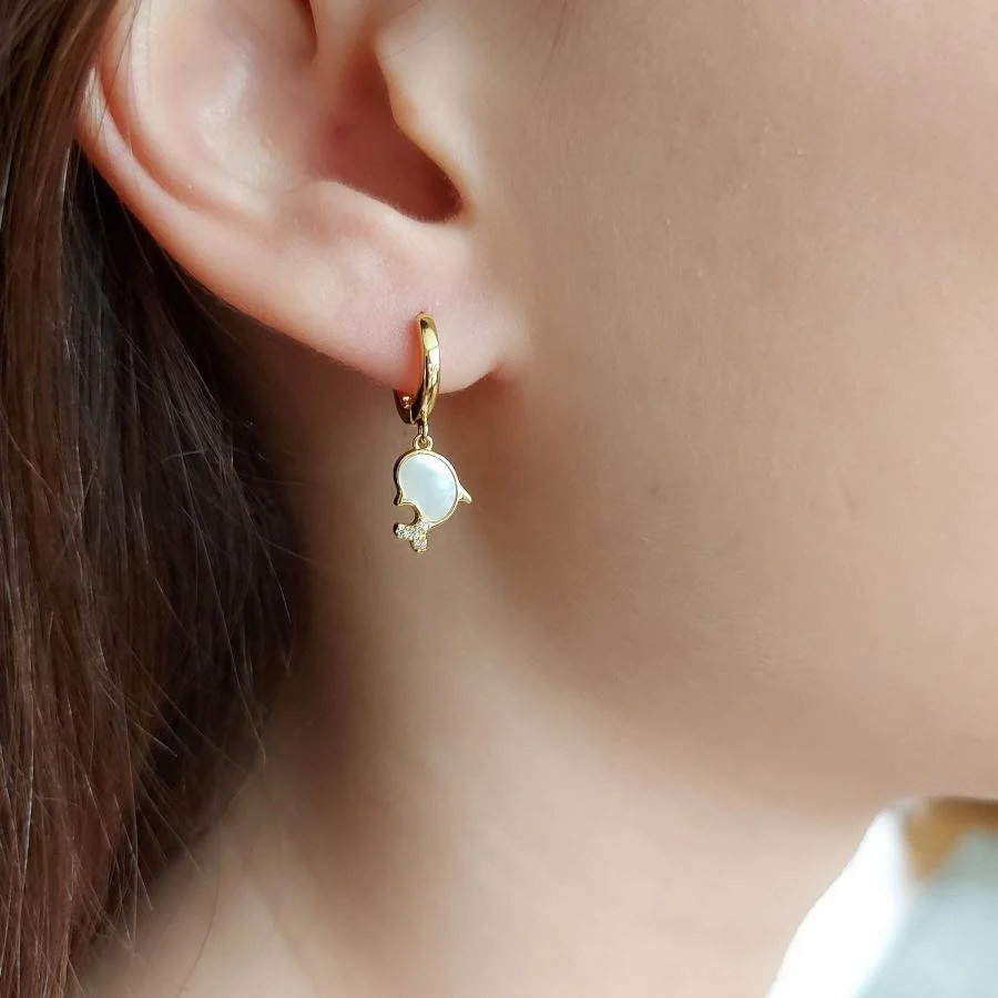 Sallantılı Yunus Gold Gümüş Kadın Küpe - 1