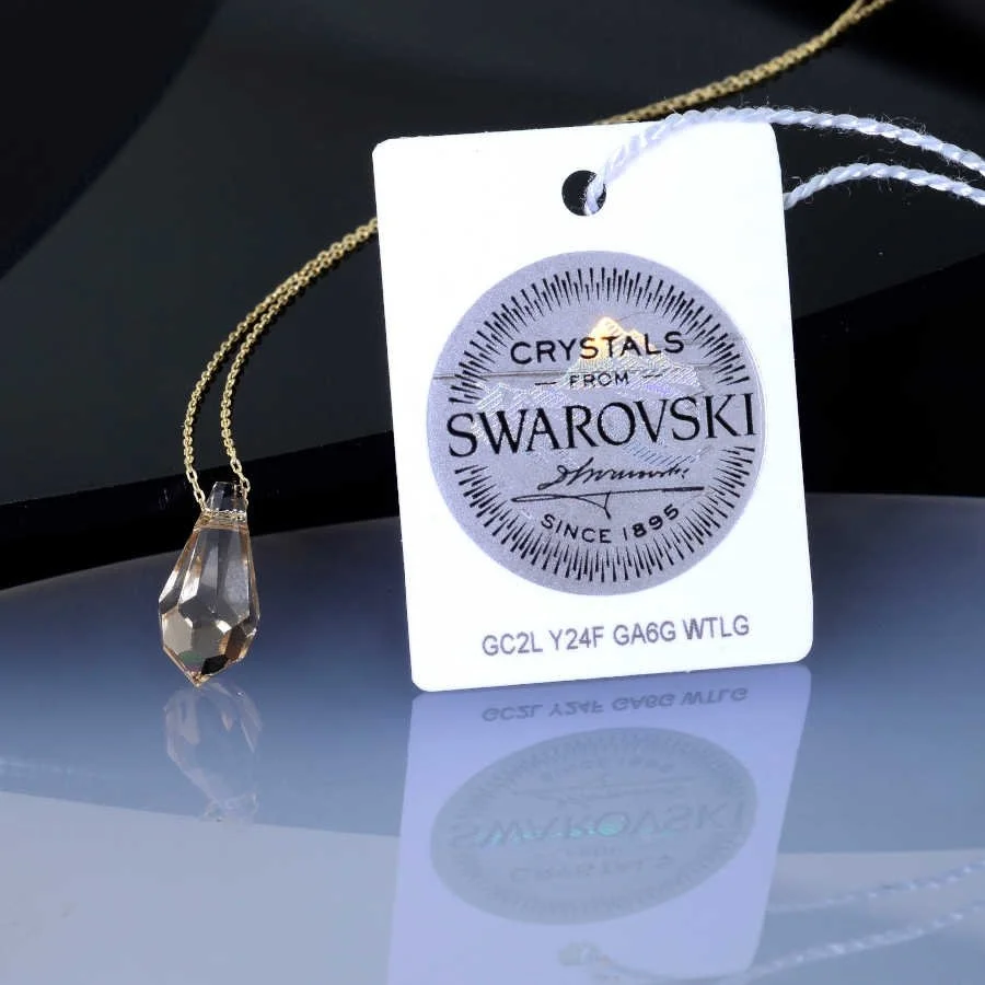 Şampanya Swarovski Crystal Altın Kolye