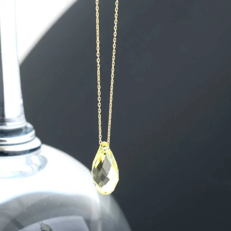 Yellow Swarovski Crystal Gold Women's Necklace - 3