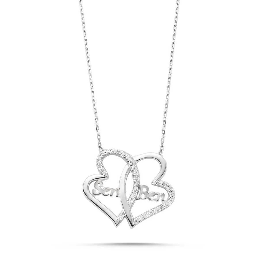 You Me Two Hearts Silver Women's Necklace - 1