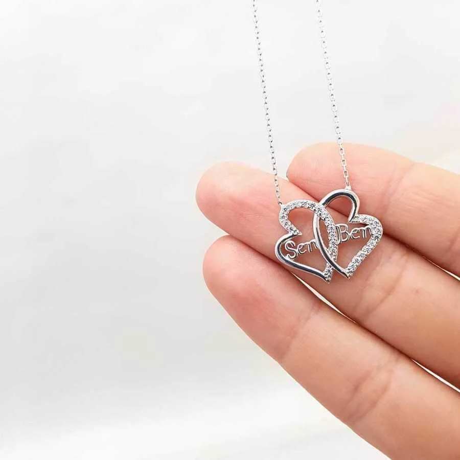 You Me Two Hearts Silver Women's Necklace - 2