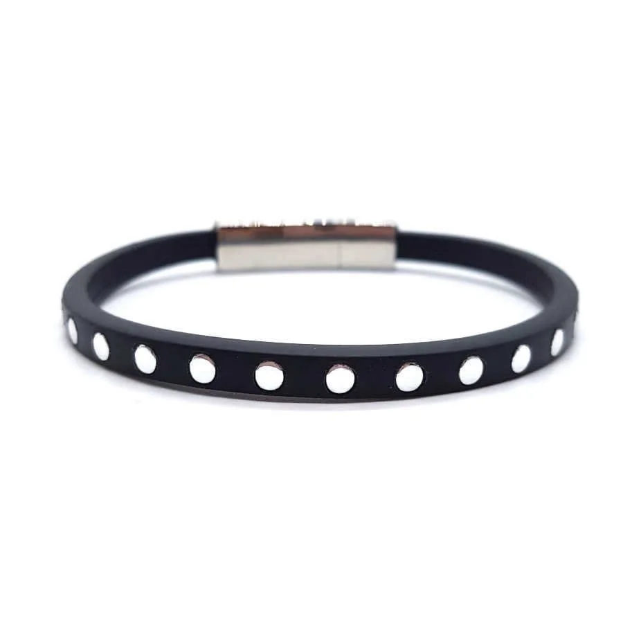 ​Siyah Silikon Çelik Erkek Bileklik - 3