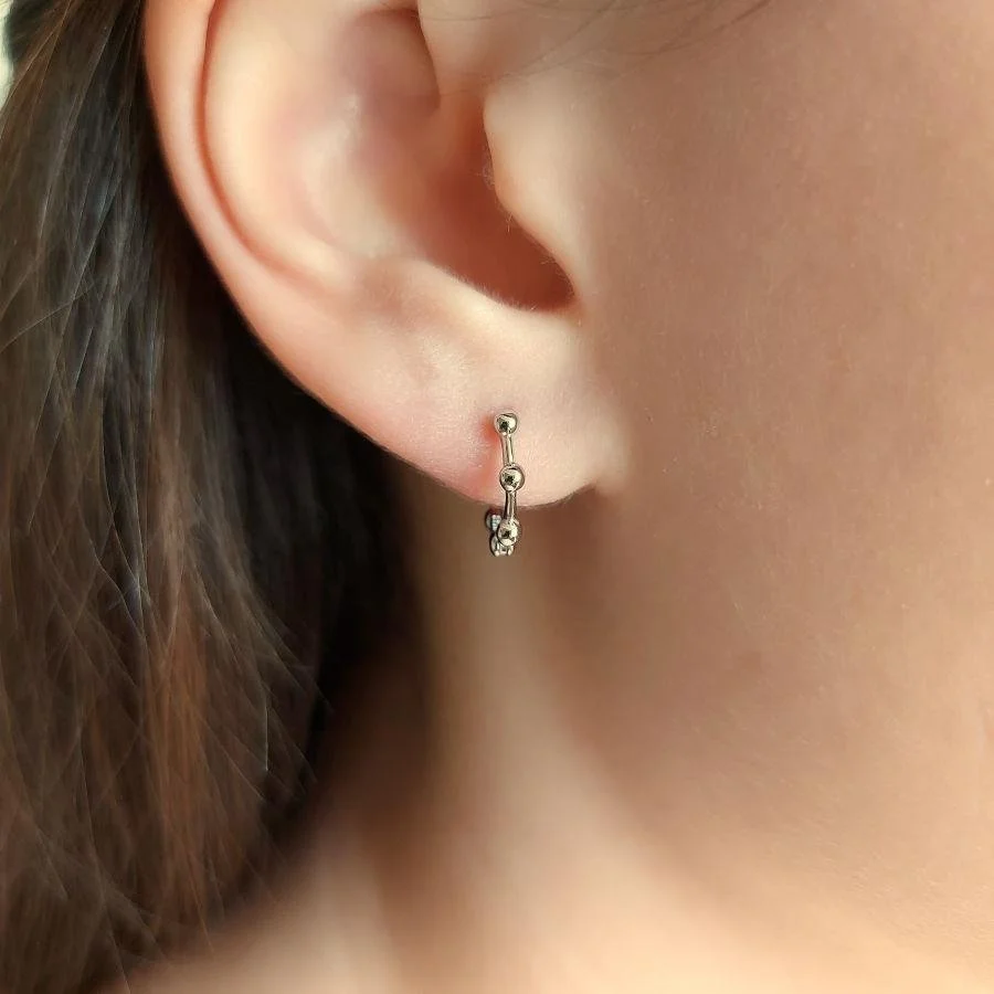 Small Ball Silver Hoop Earrings